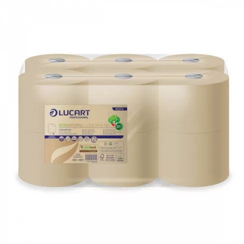LUCART L-ONE ECO NATURAL 180M TOALETTPAPÍR, 2RÉTEG, BELSŐ/PONT, LAPONKÉNTI ADAGOLÁSÚ 12 TEKERCS